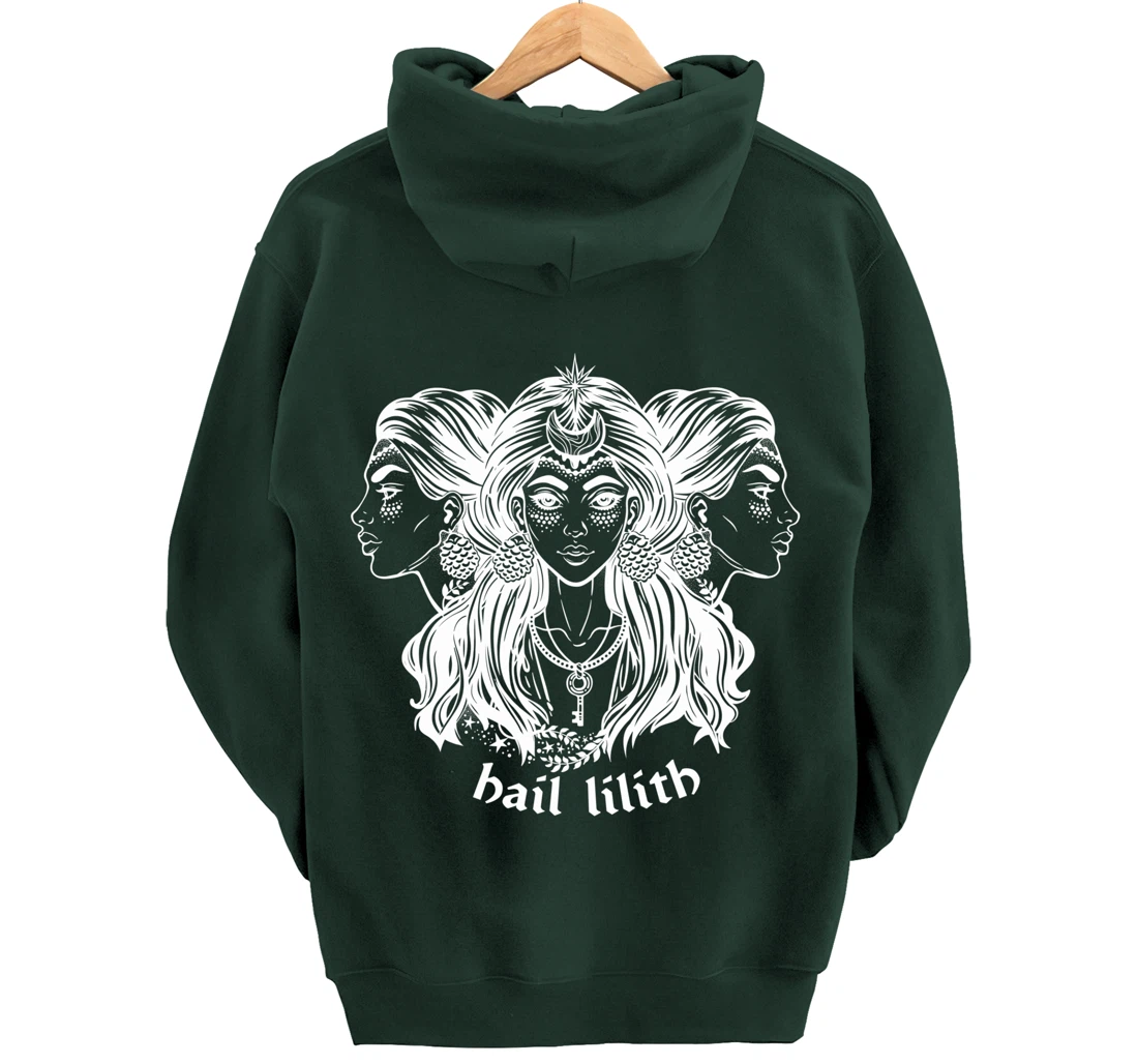 Hail Lilith Dark Demon Goddess Witch Pagan Satan Occult Pullover Hoodie