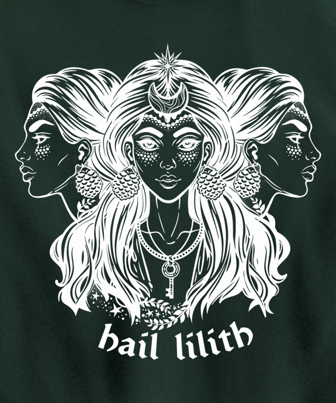 Hail Lilith Dark Demon Goddess Witch Pagan Satan Occult Pullover Hoodie