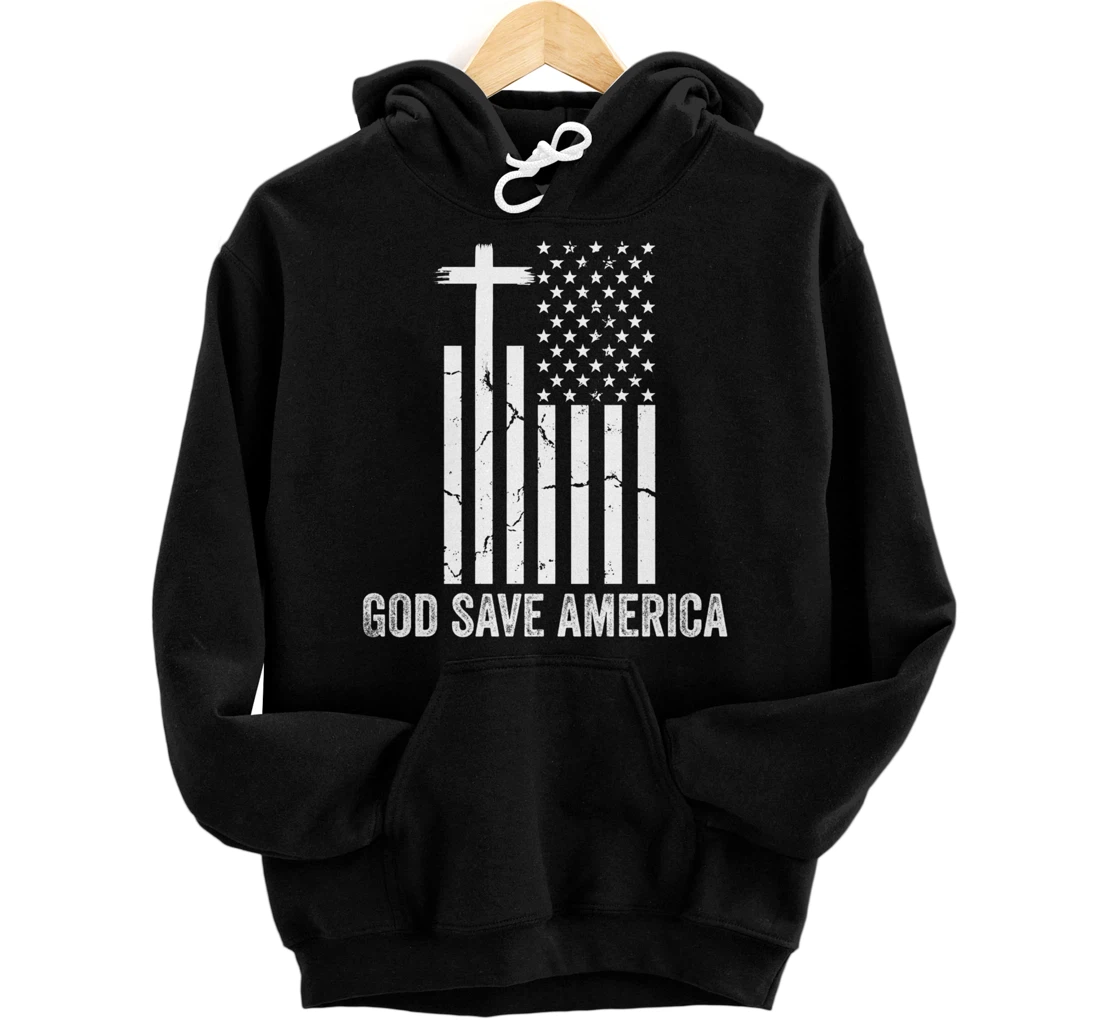 God Save America Shirt,Jesus Christ Saves USA,American Flag Pullover Hoodie