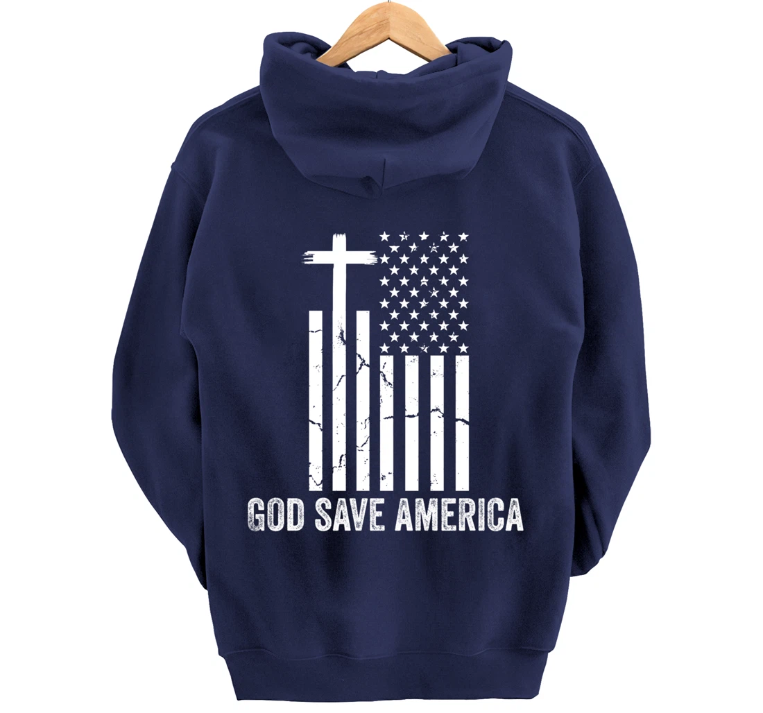 God Save America Shirt,Jesus Christ Saves USA,American Flag Pullover Hoodie
