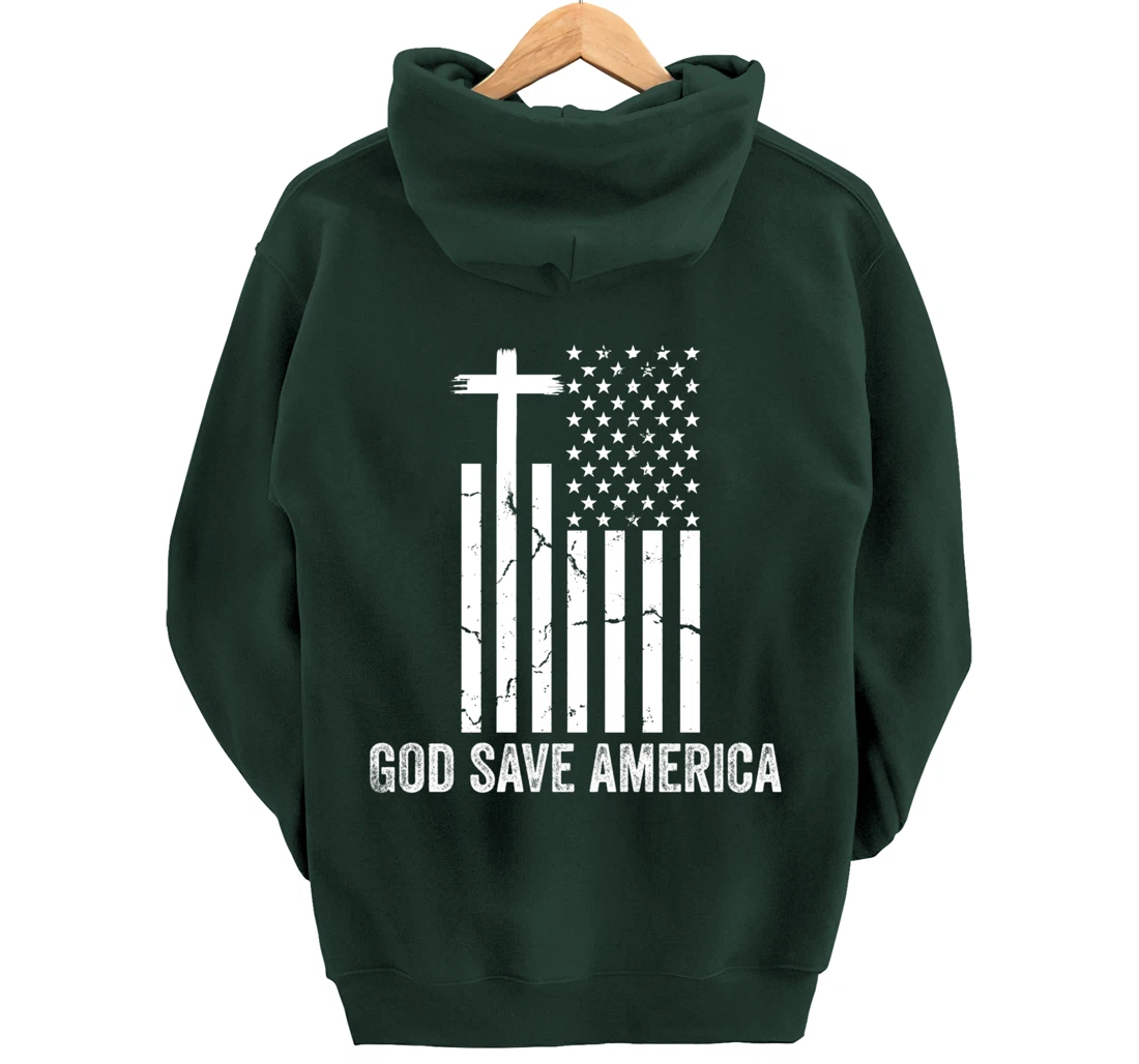 God Save America Shirt,Jesus Christ Saves USA,American Flag Pullover Hoodie