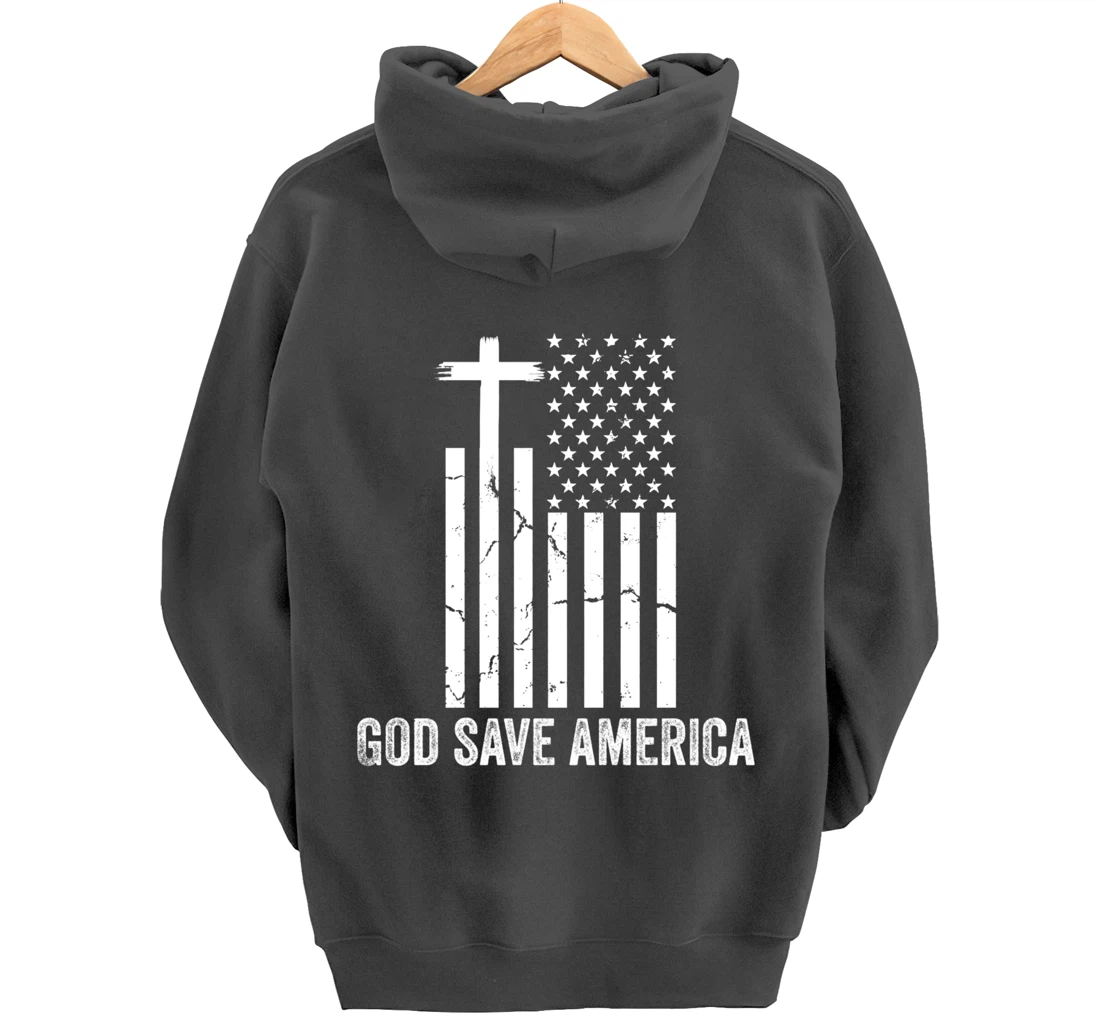 God Save America Shirt,Jesus Christ Saves USA,American Flag Pullover Hoodie