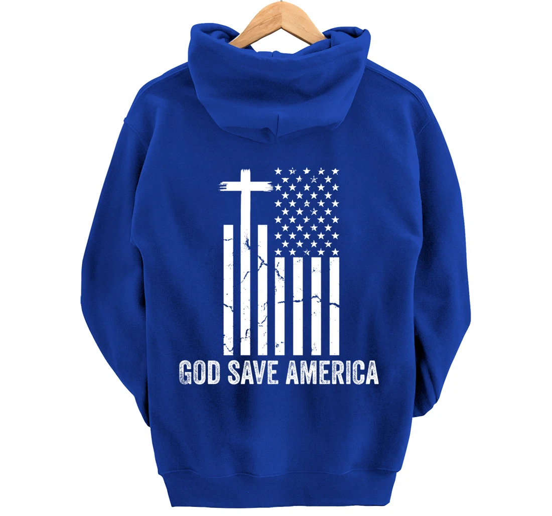 God Save America Shirt,Jesus Christ Saves USA,American Flag Pullover Hoodie