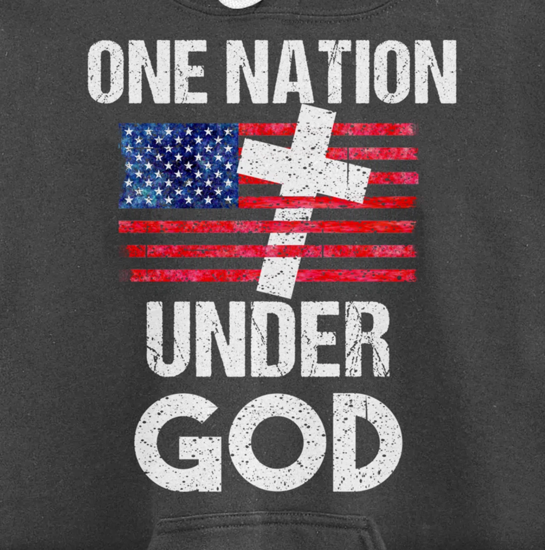 Cool One Nation Under God Funny USA Flag Cross Patriot Gift Pullover Hoodie