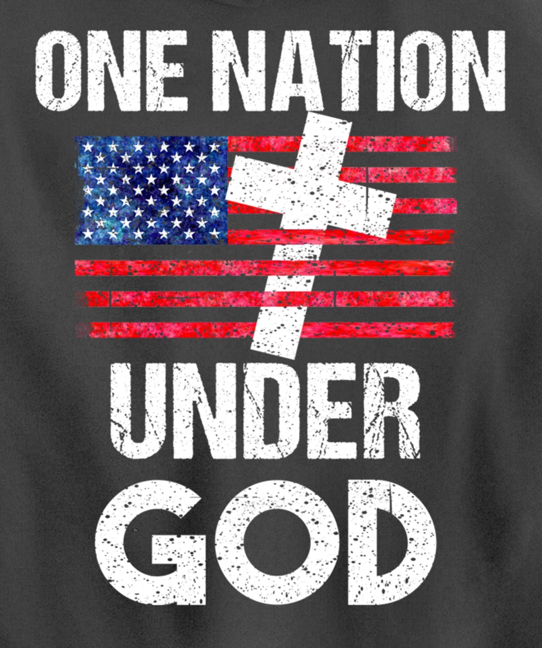 Cool One Nation Under God Funny USA Flag Cross Patriot Gift Pullover Hoodie