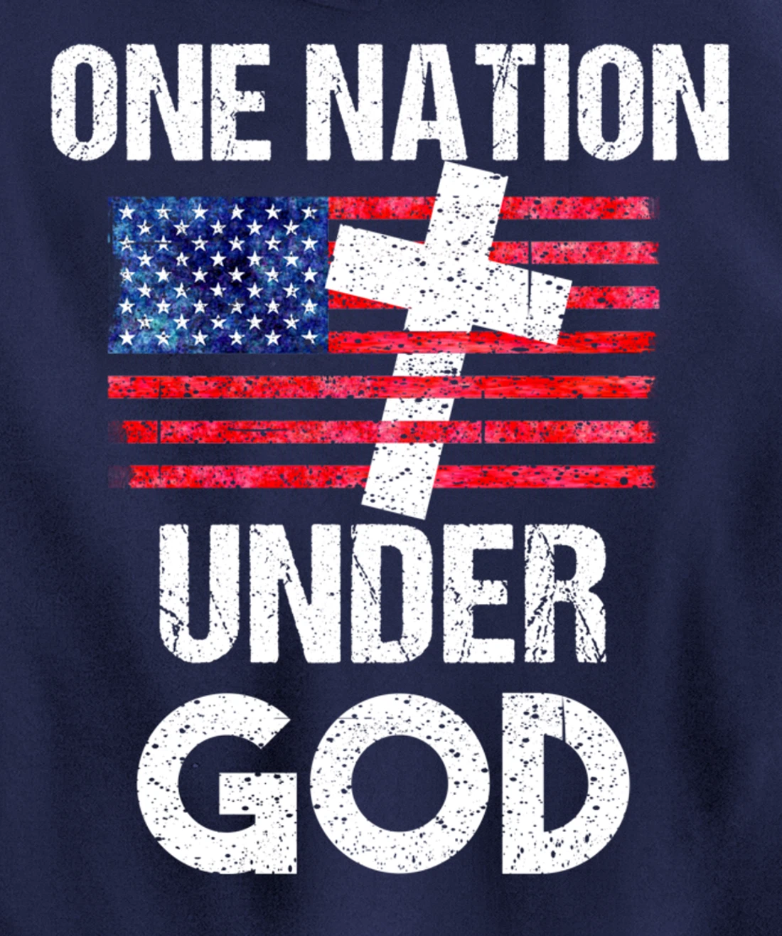 Cool One Nation Under God Funny USA Flag Cross Patriot Gift Pullover Hoodie