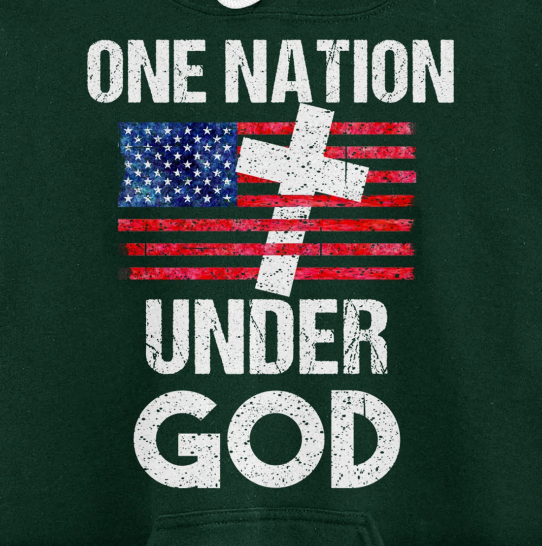 Cool One Nation Under God Funny USA Flag Cross Patriot Gift Pullover Hoodie
