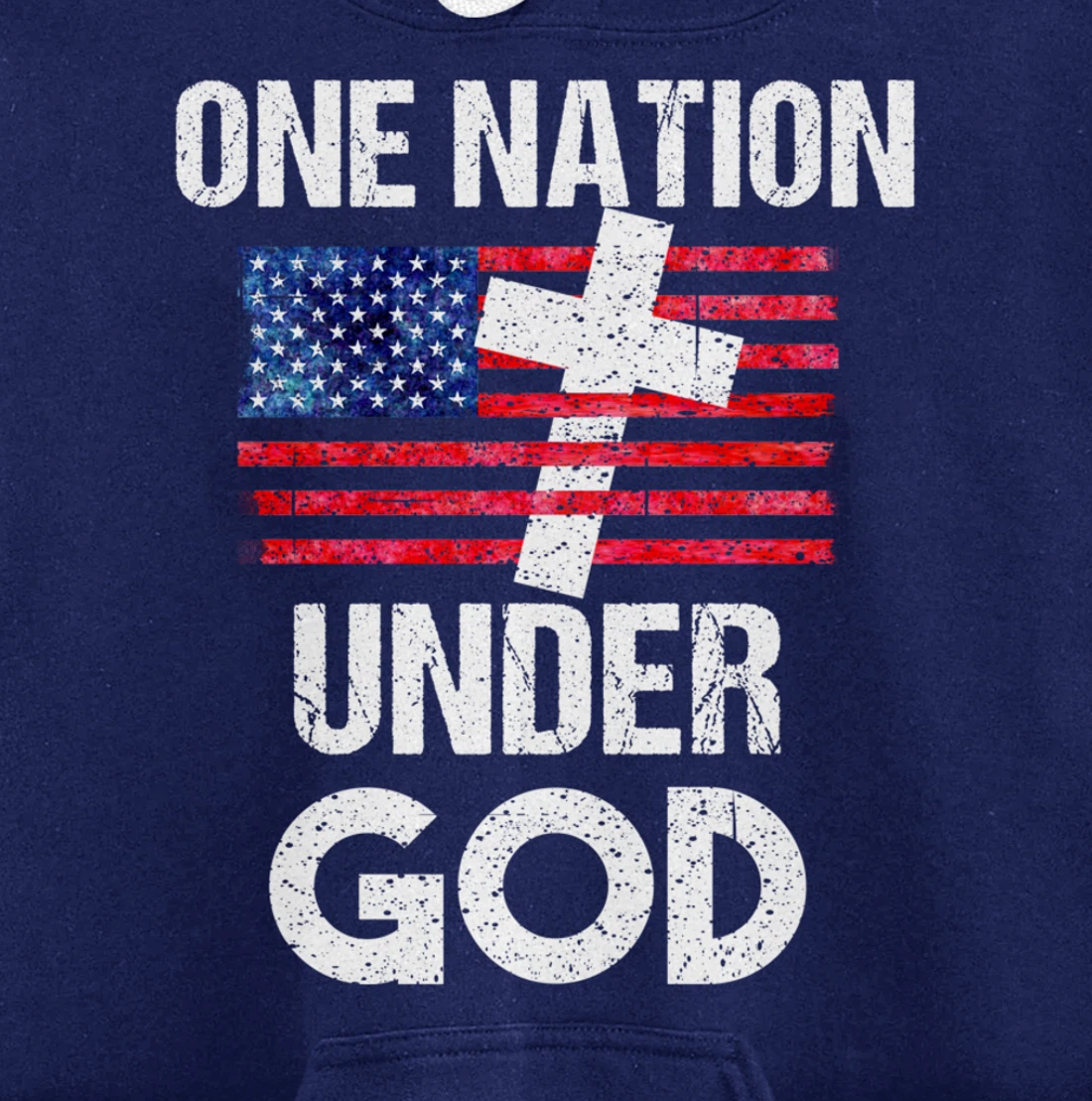 Cool One Nation Under God Funny USA Flag Cross Patriot Gift Pullover Hoodie