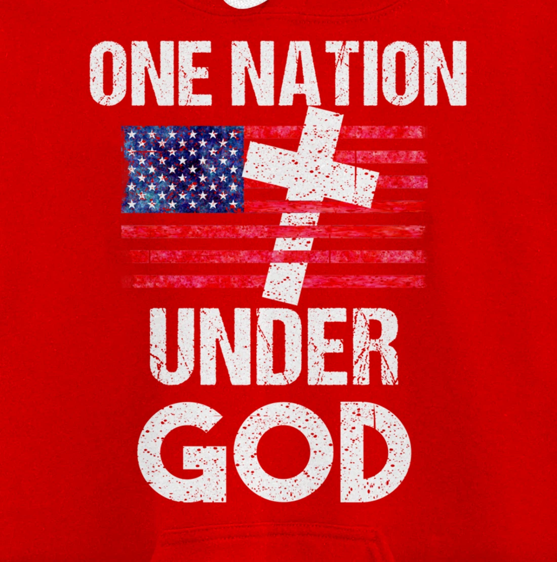 Cool One Nation Under God Funny USA Flag Cross Patriot Gift Pullover Hoodie