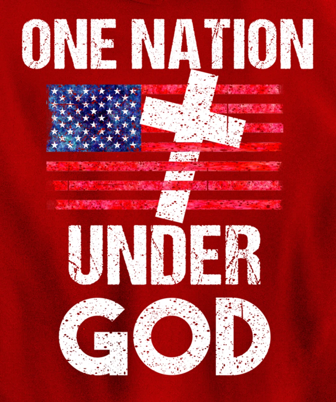 Cool One Nation Under God Funny USA Flag Cross Patriot Gift Pullover Hoodie
