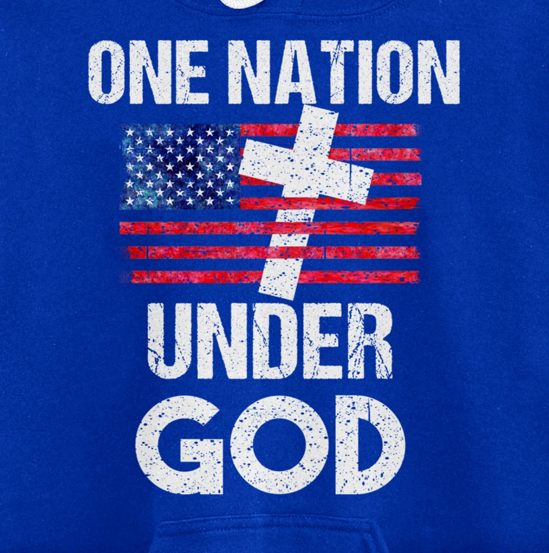 Cool One Nation Under God Funny USA Flag Cross Patriot Gift Pullover Hoodie