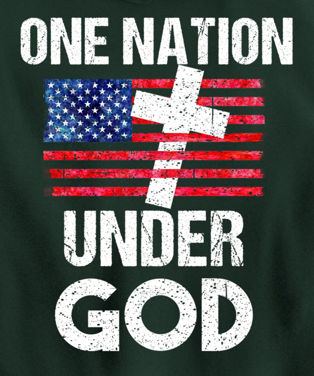 Cool One Nation Under God Funny USA Flag Cross Patriot Gift Pullover Hoodie