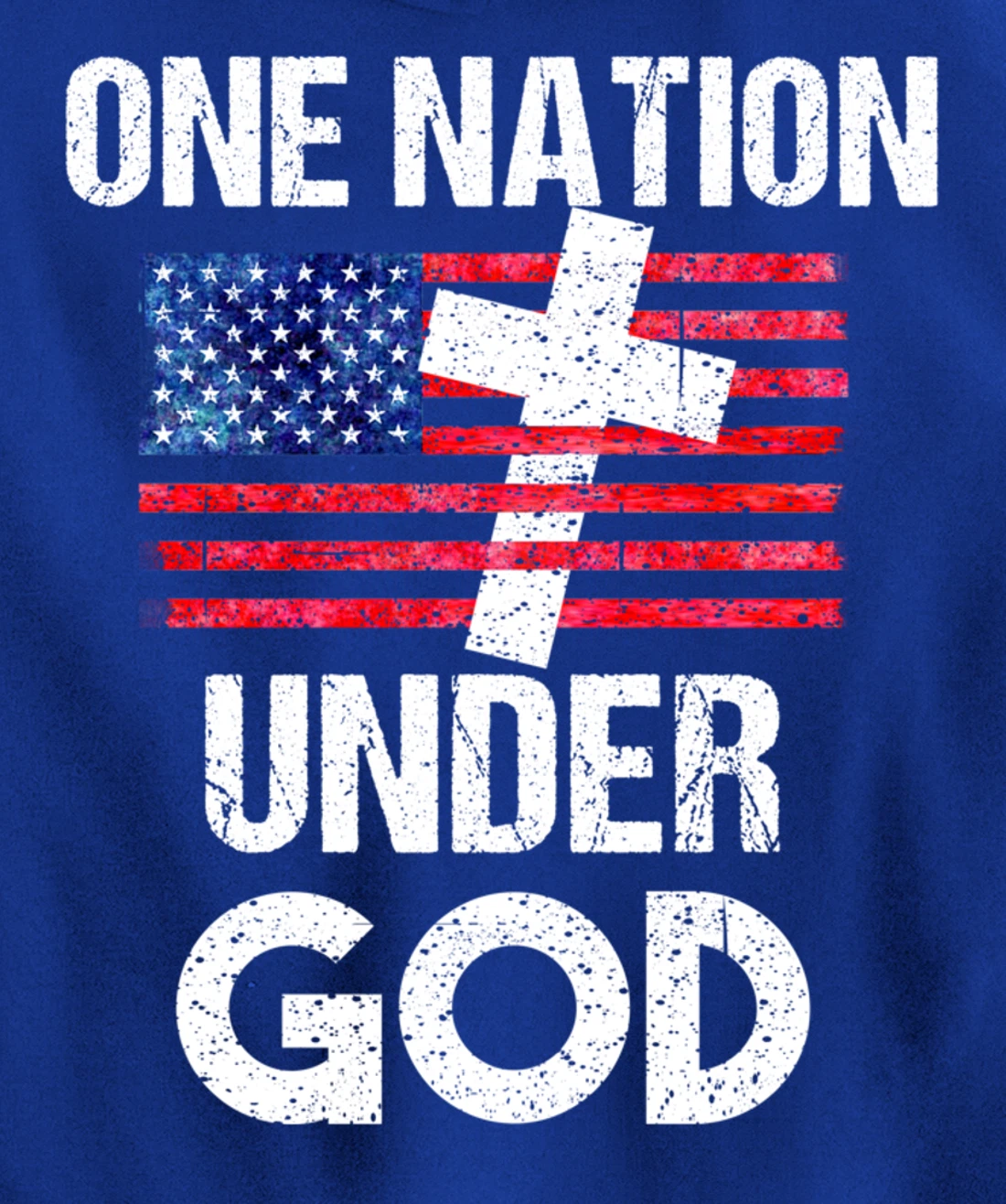 Cool One Nation Under God Funny USA Flag Cross Patriot Gift Pullover Hoodie