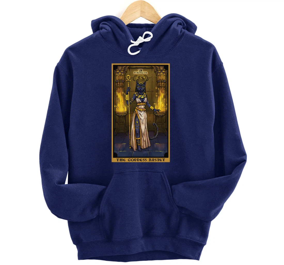 The Goddess Bastet Strength Tarot Card Egyptian Cat Witch Pullover Hoodie