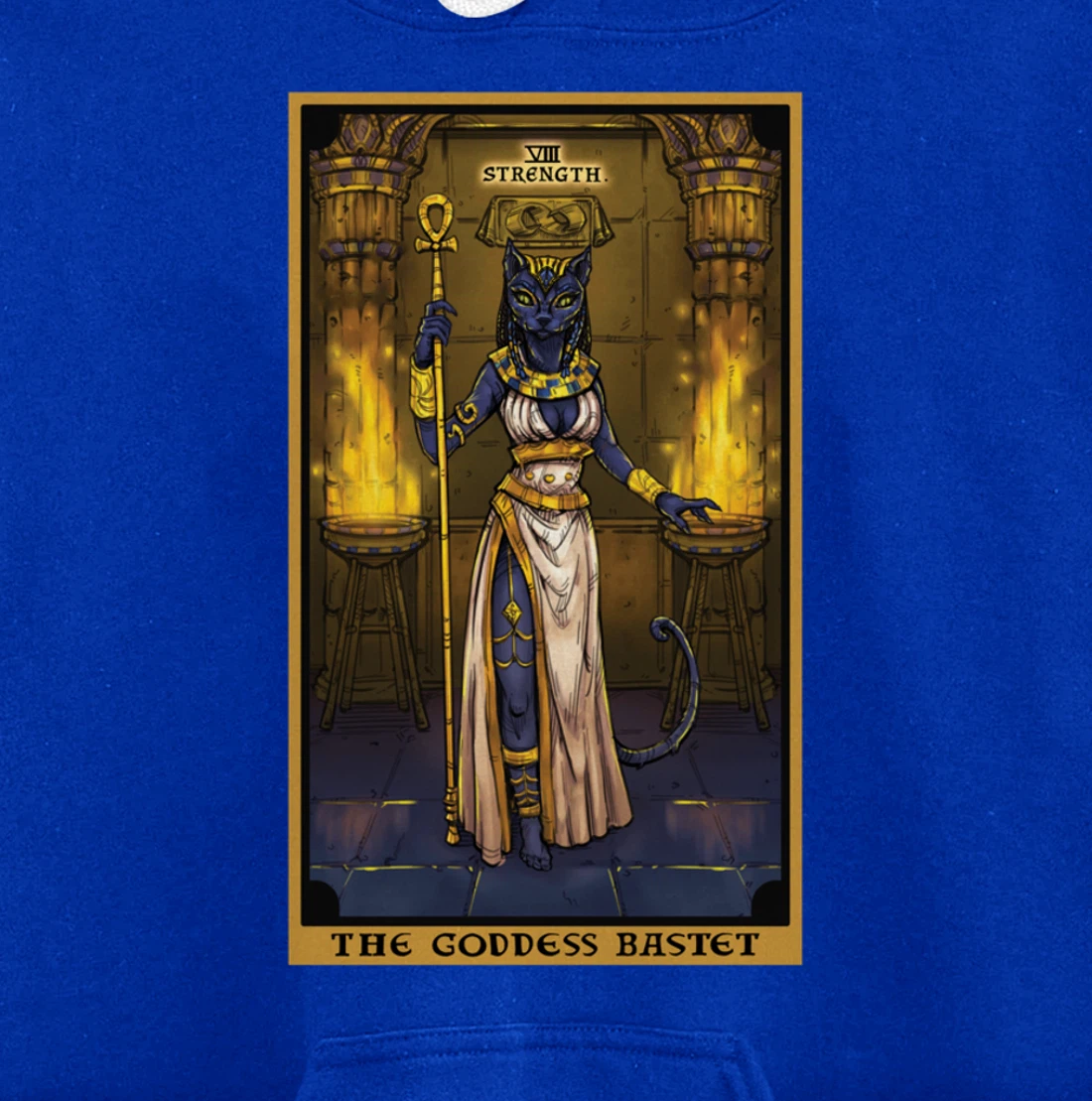The Goddess Bastet Strength Tarot Card Egyptian Cat Witch Pullover Hoodie