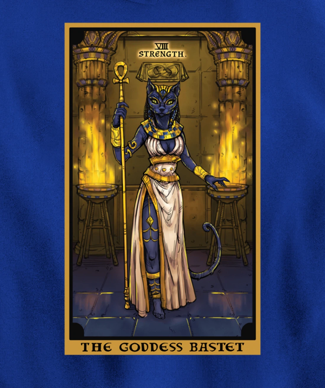 The Goddess Bastet Strength Tarot Card Egyptian Cat Witch Pullover Hoodie