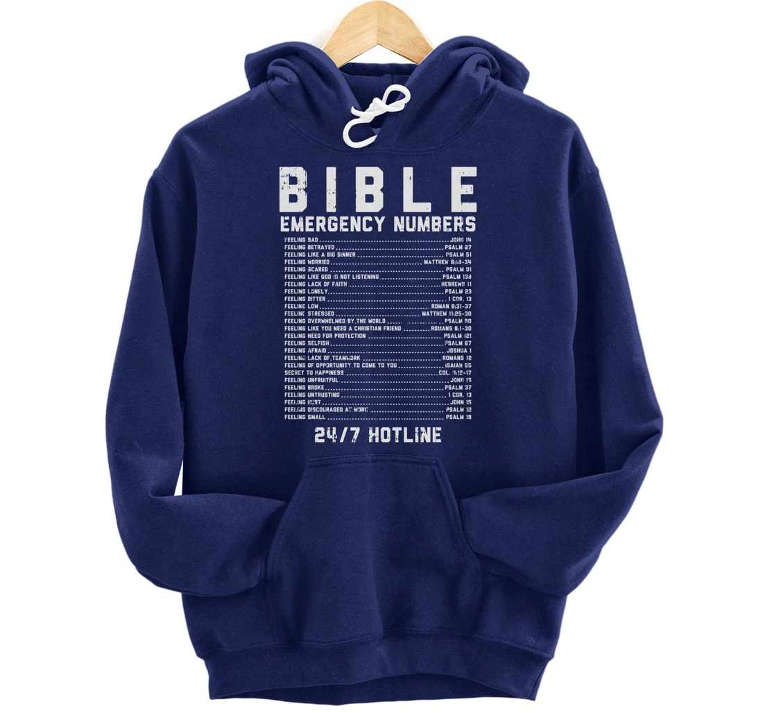 Bible Emergency Numbers Verse God Jesus Faith Christian Gift Pullover Hoodie