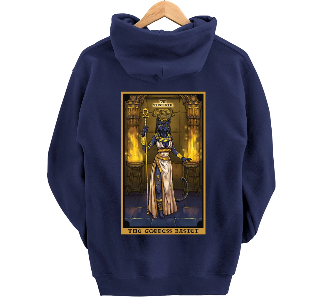The Goddess Bastet Strength Tarot Card Egyptian Cat Witch Pullover Hoodie