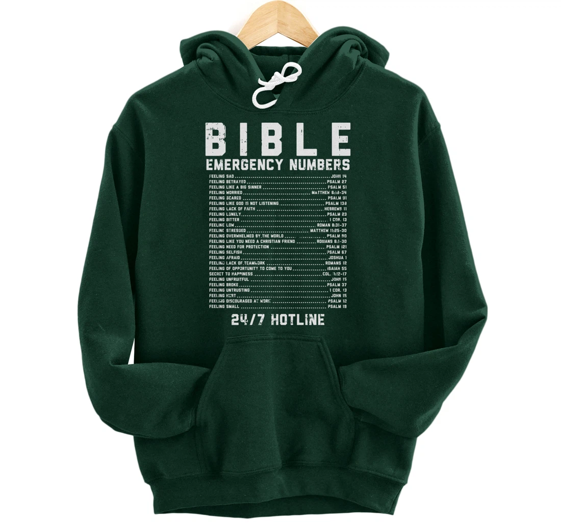 Bible Emergency Numbers Verse God Jesus Faith Christian Gift Pullover Hoodie