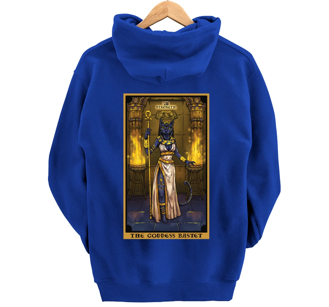The Goddess Bastet Strength Tarot Card Egyptian Cat Witch Pullover Hoodie
