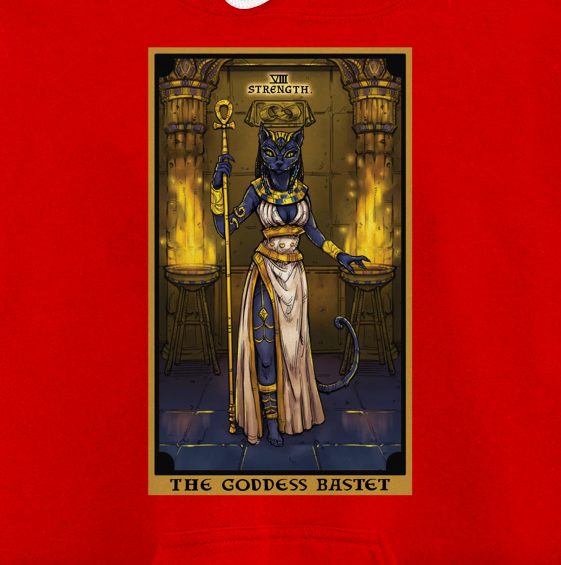 The Goddess Bastet Strength Tarot Card Egyptian Cat Witch Pullover Hoodie