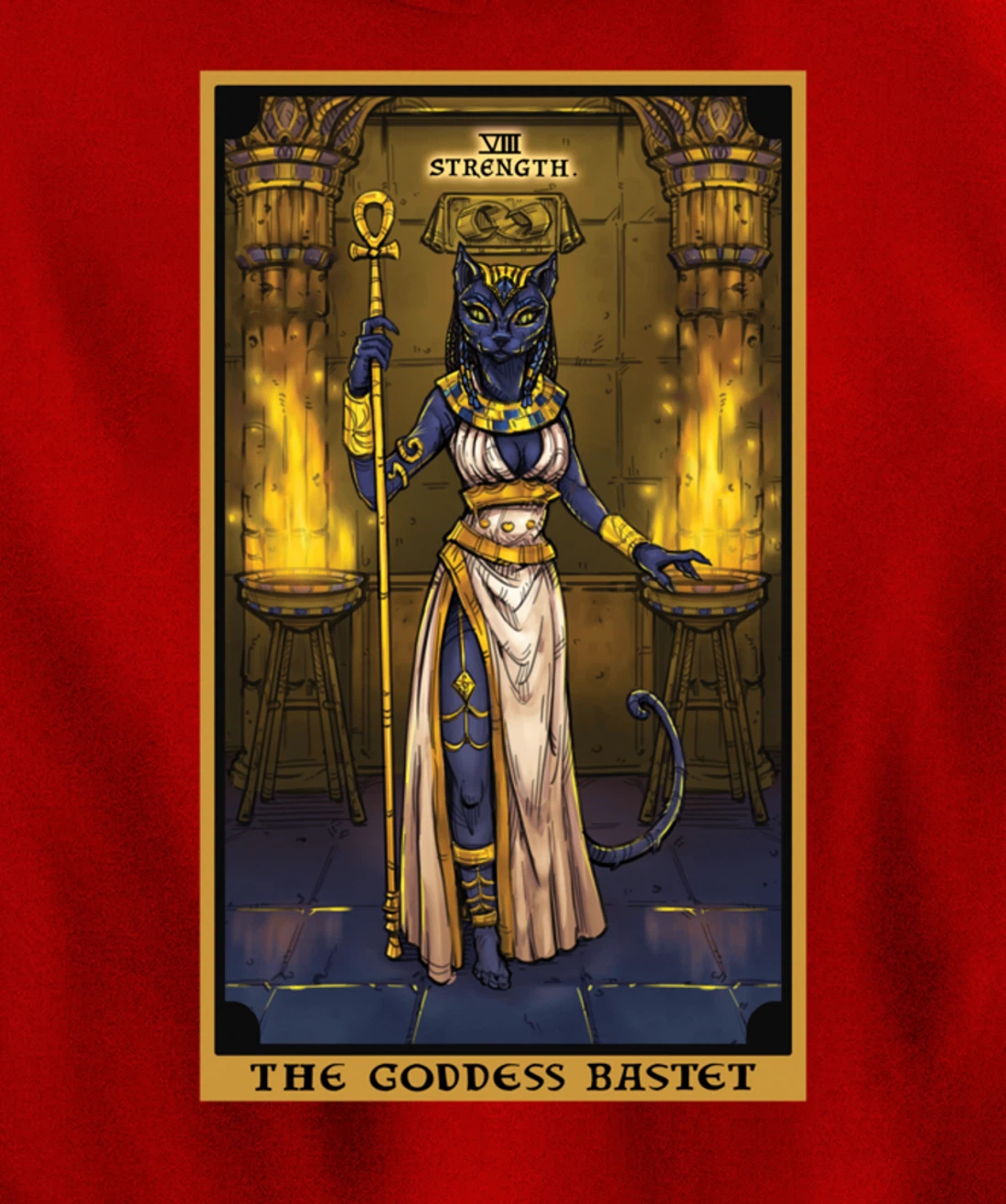The Goddess Bastet Strength Tarot Card Egyptian Cat Witch Pullover Hoodie