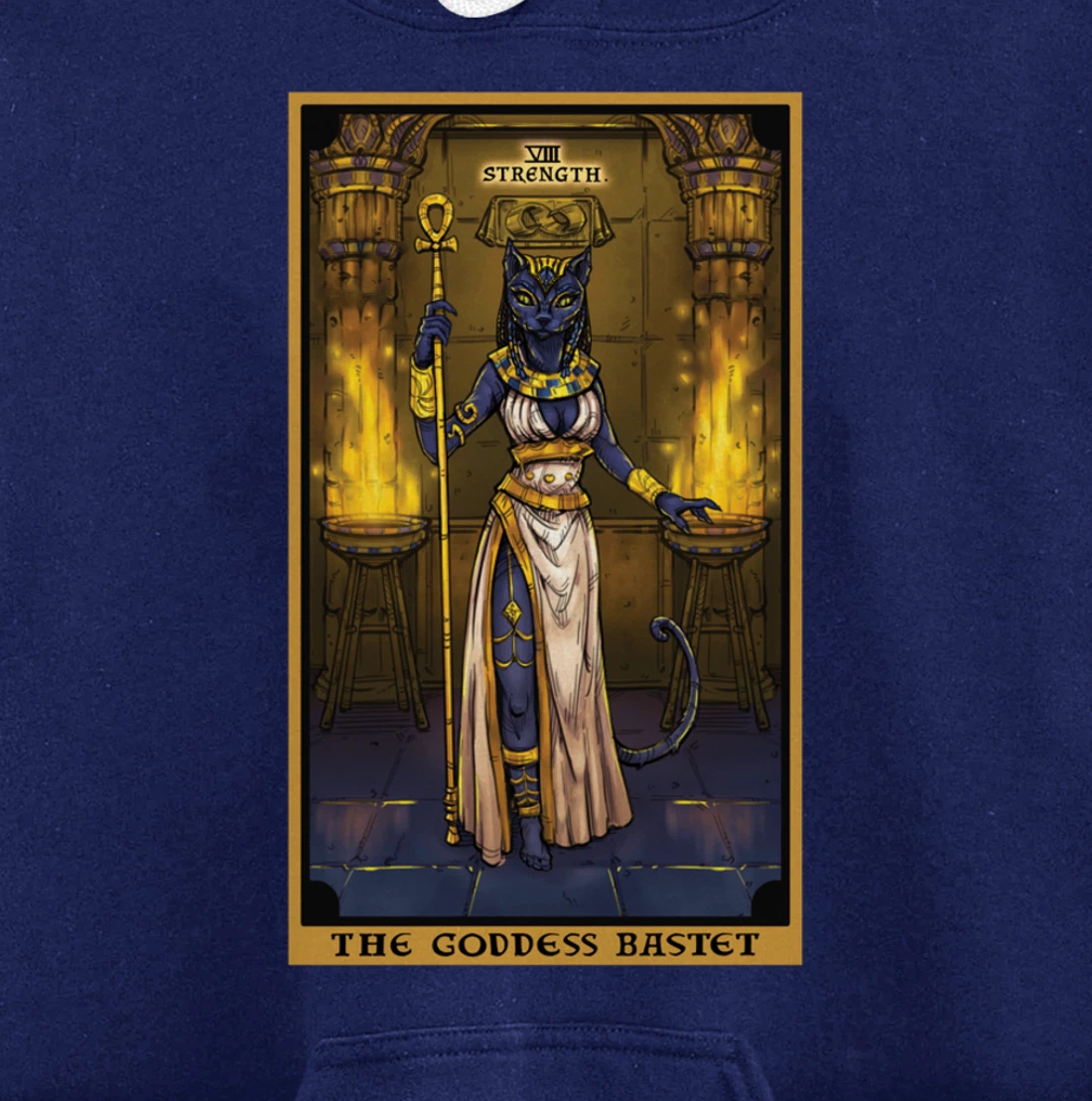 The Goddess Bastet Strength Tarot Card Egyptian Cat Witch Pullover Hoodie