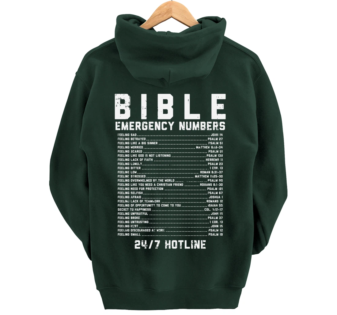 Bible Emergency Numbers Verse God Jesus Faith Christian Gift Pullover Hoodie