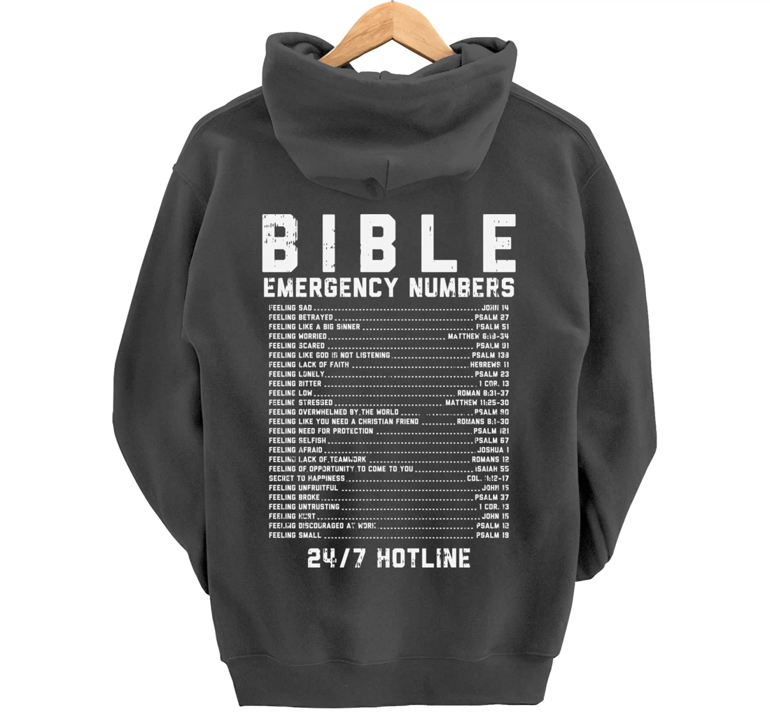 Bible Emergency Numbers Verse God Jesus Faith Christian Gift Pullover Hoodie