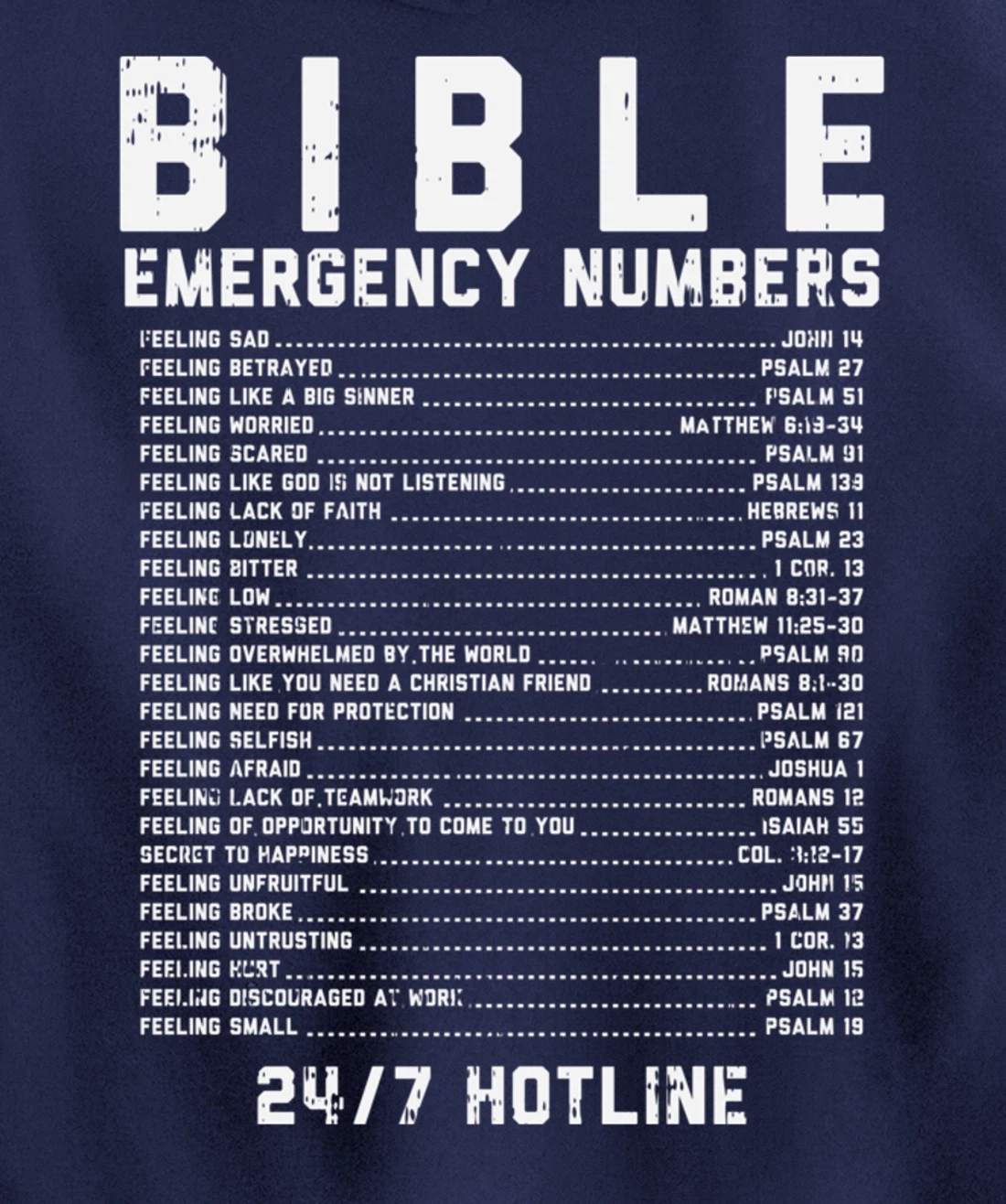 Bible Emergency Numbers Verse God Jesus Faith Christian Gift Pullover Hoodie