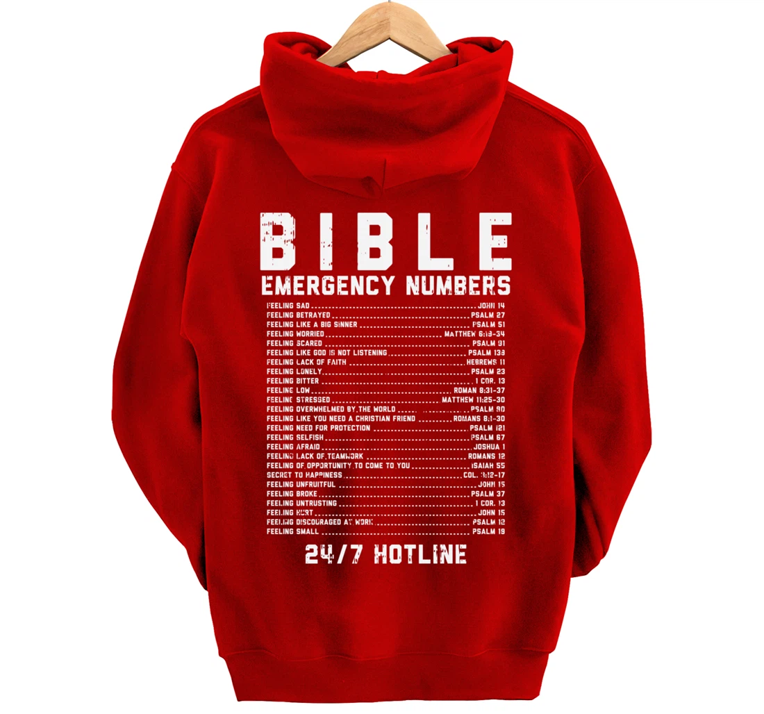 Bible Emergency Numbers Verse God Jesus Faith Christian Gift Pullover Hoodie
