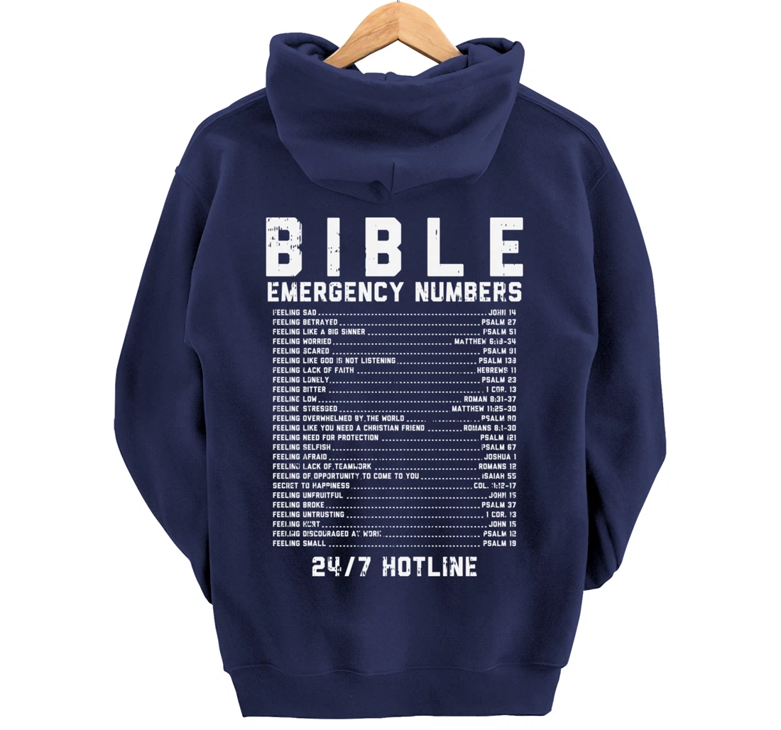 Bible Emergency Numbers Verse God Jesus Faith Christian Gift Pullover Hoodie