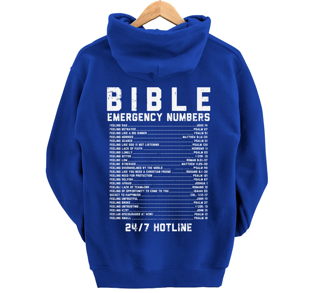 Bible Emergency Numbers Verse God Jesus Faith Christian Gift Pullover Hoodie