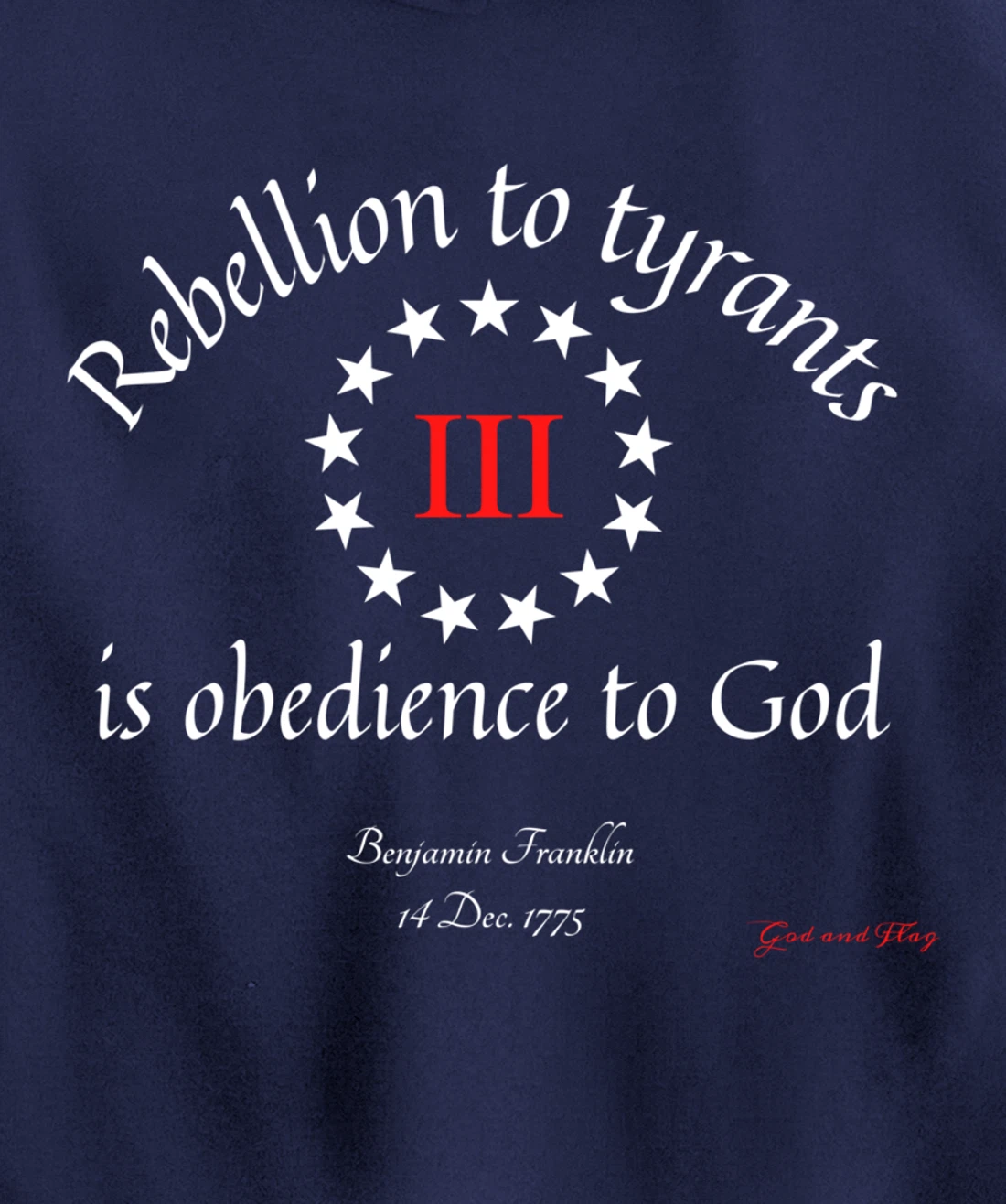 THREE PERCENTER 3% III REBELLION TYRANTS IS OBEDIANCE TO GOD Pullover Hoodie