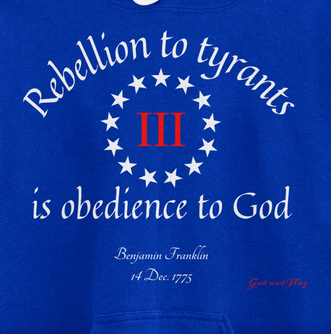 THREE PERCENTER 3% III REBELLION TYRANTS IS OBEDIANCE TO GOD Pullover Hoodie