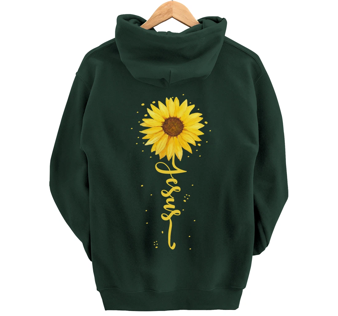 Faith in God - Sunflower Faith - Blessed, Thankful Jesus Pullover Hoodie