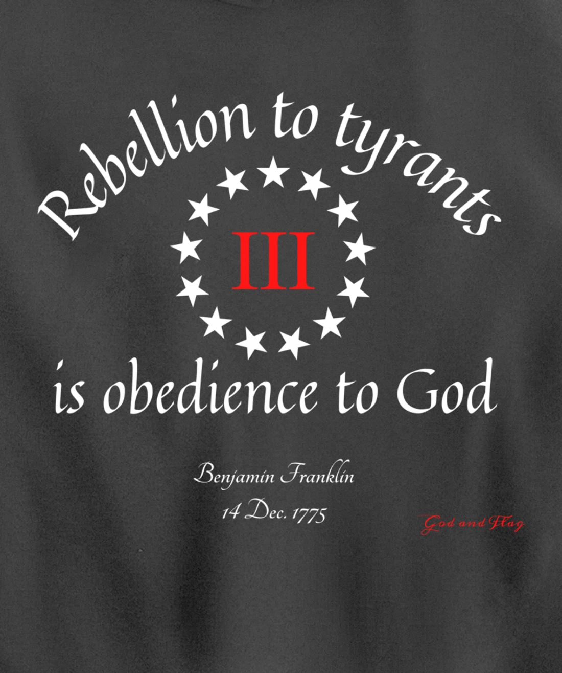 THREE PERCENTER 3% III REBELLION TYRANTS IS OBEDIANCE TO GOD Pullover Hoodie