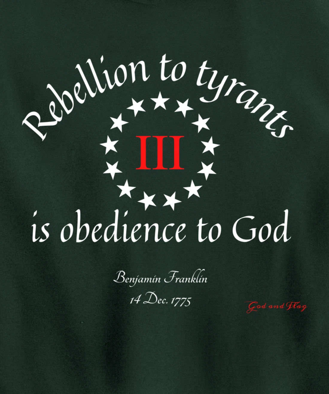 THREE PERCENTER 3% III REBELLION TYRANTS IS OBEDIANCE TO GOD Pullover Hoodie