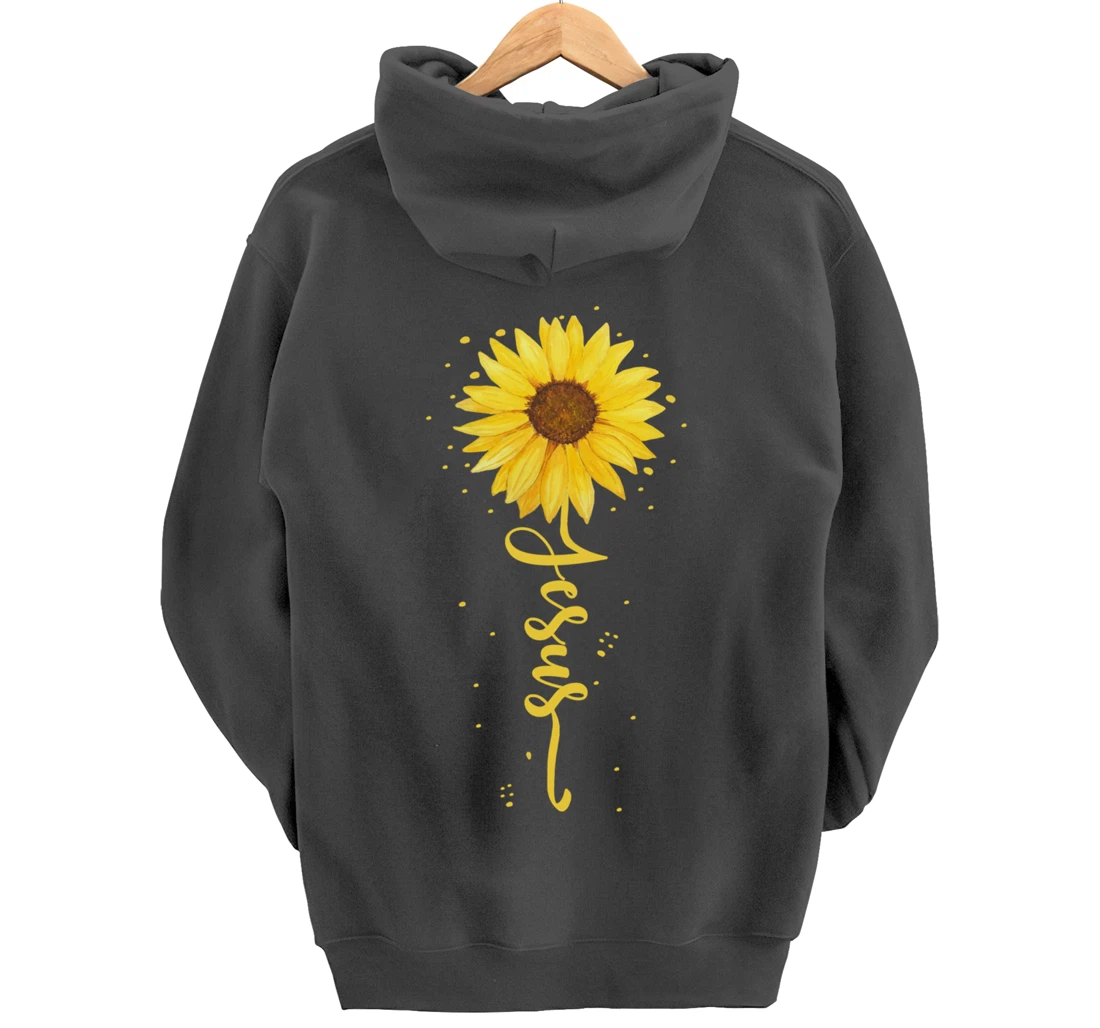 Faith in God - Sunflower Faith - Blessed, Thankful Jesus Pullover Hoodie
