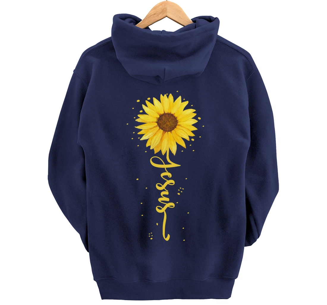 Faith in God - Sunflower Faith - Blessed, Thankful Jesus Pullover Hoodie