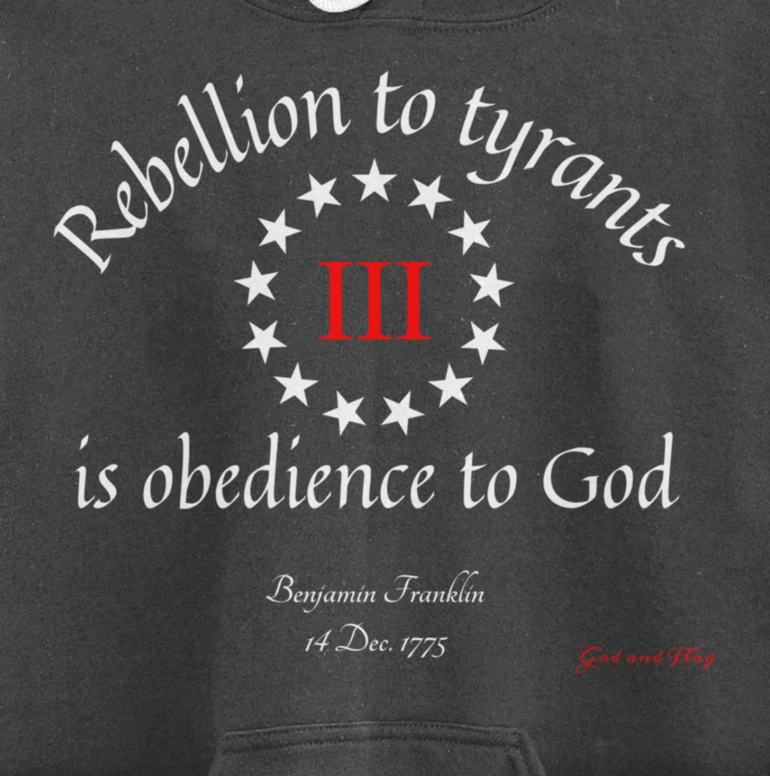 THREE PERCENTER 3% III REBELLION TYRANTS IS OBEDIANCE TO GOD Pullover Hoodie