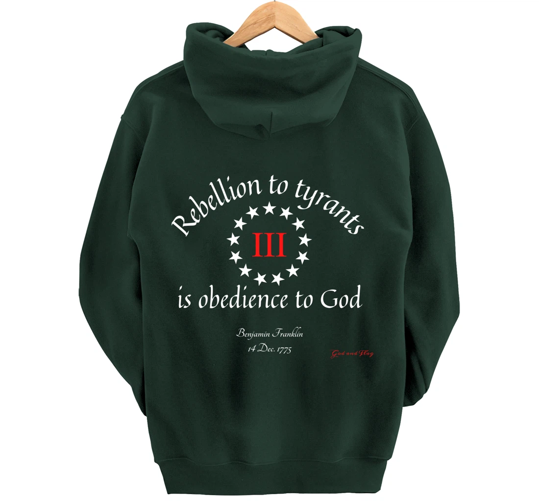 THREE PERCENTER 3% III REBELLION TYRANTS IS OBEDIANCE TO GOD Pullover Hoodie