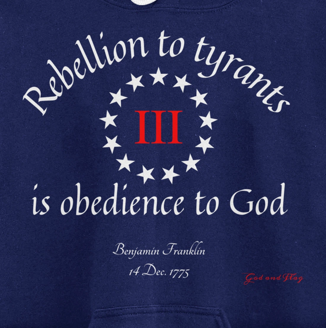 THREE PERCENTER 3% III REBELLION TYRANTS IS OBEDIANCE TO GOD Pullover Hoodie