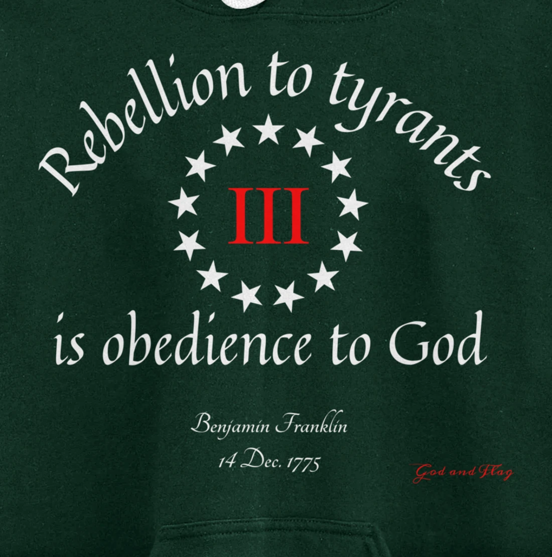 THREE PERCENTER 3% III REBELLION TYRANTS IS OBEDIANCE TO GOD Pullover Hoodie