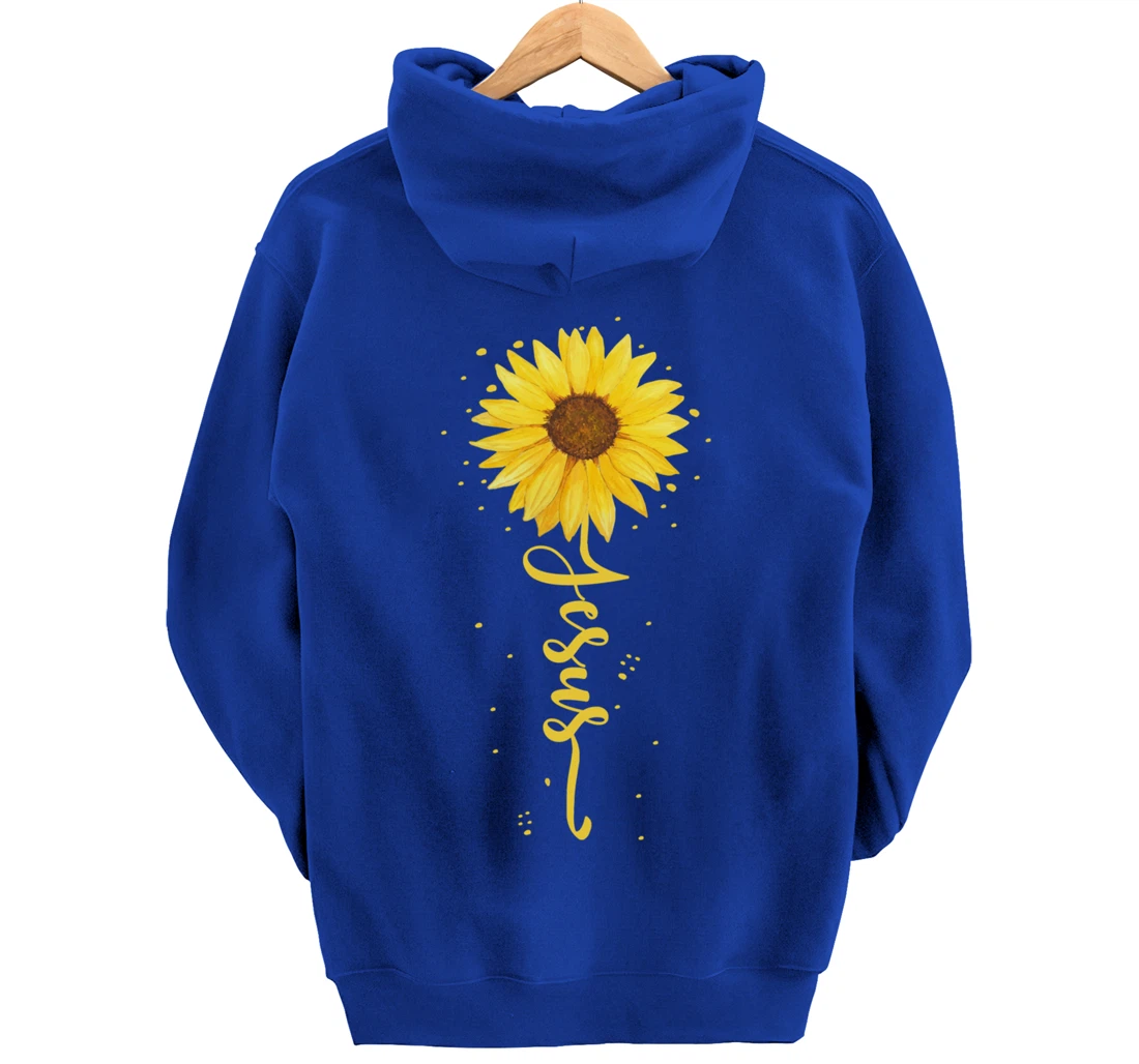 Faith in God - Sunflower Faith - Blessed, Thankful Jesus Pullover Hoodie