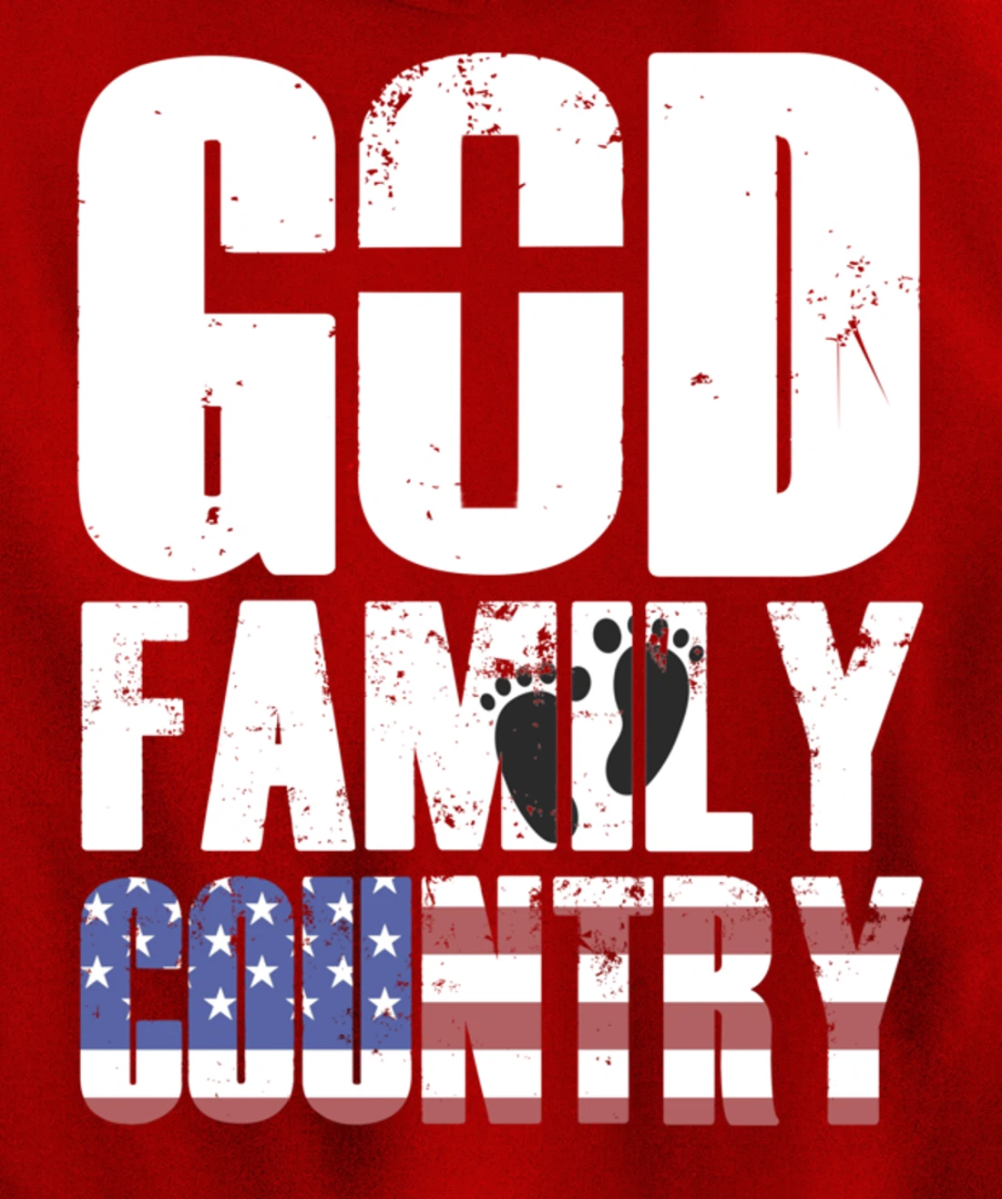 GOD FAMILY COUNTRY Christian Cross American Flag Baby Feet Pullover Hoodie