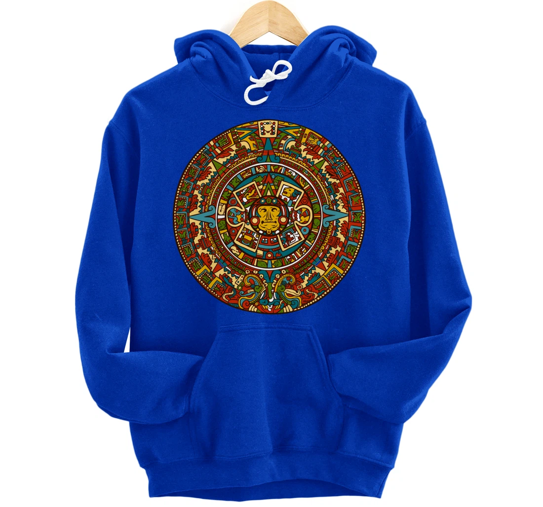 Aztec Mandala for Sun God Calendar Souvenir Mexico Aztec Pullover Hoodie