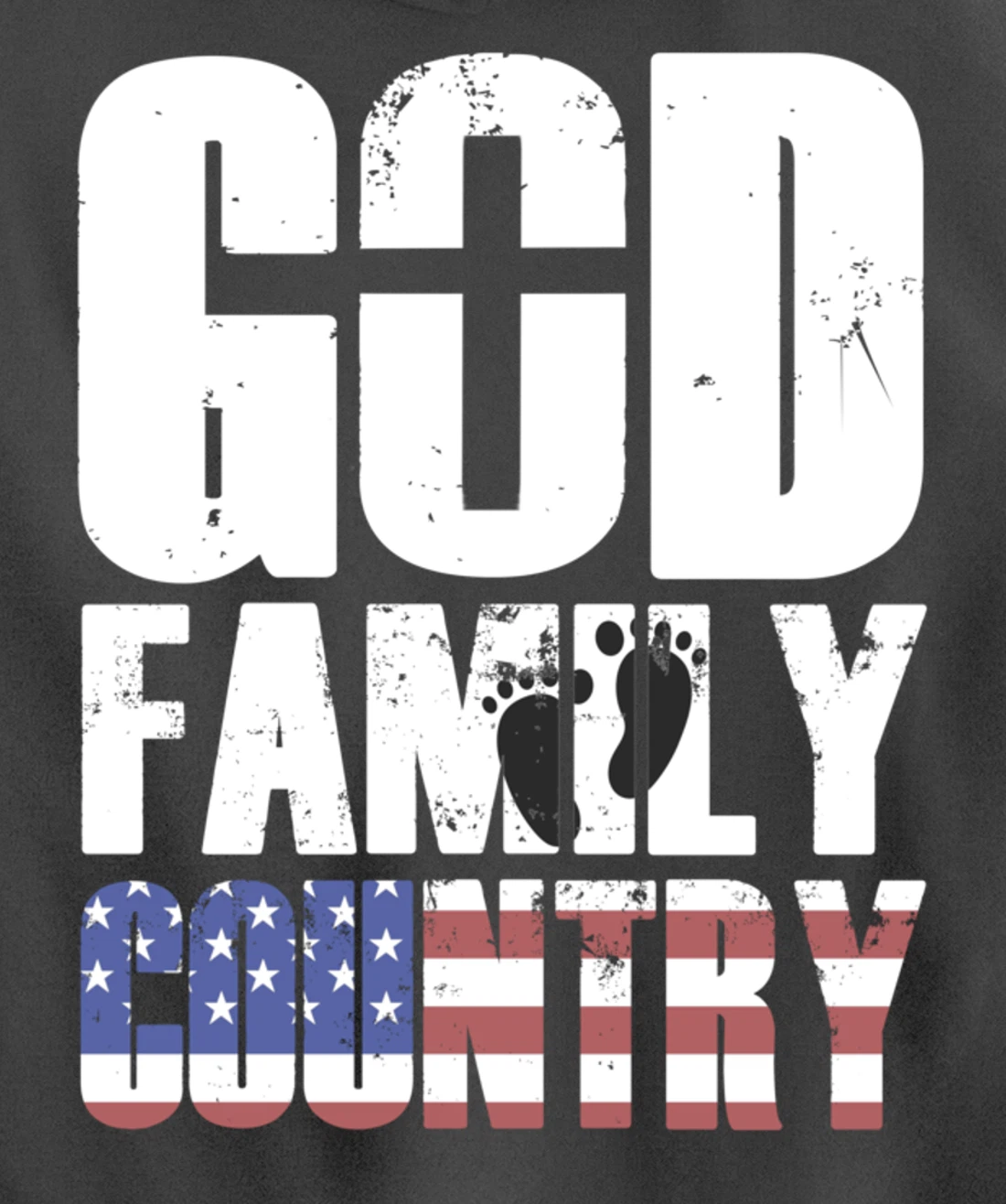 GOD FAMILY COUNTRY Christian Cross American Flag Baby Feet Pullover Hoodie