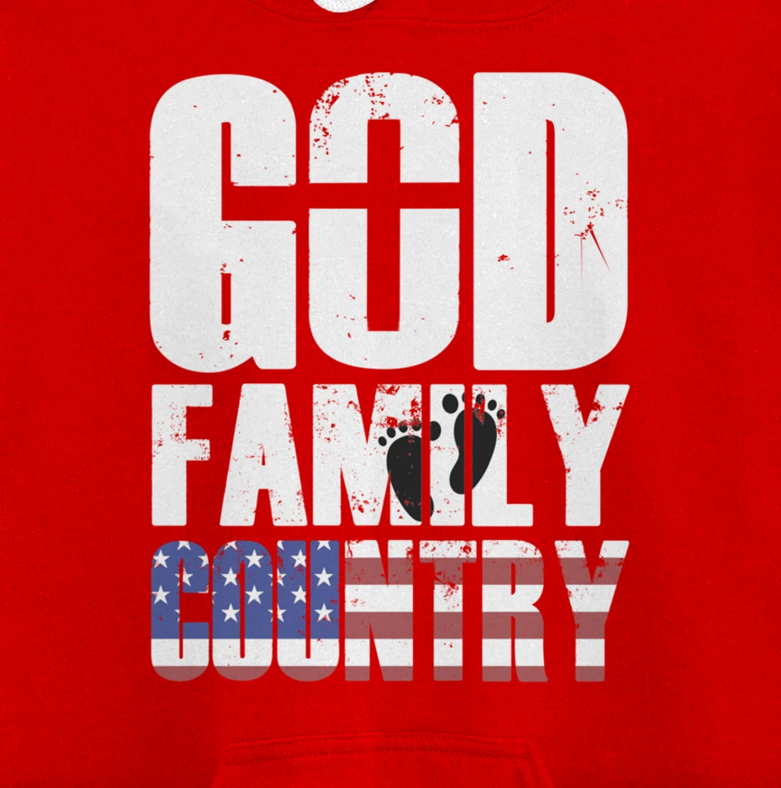 GOD FAMILY COUNTRY Christian Cross American Flag Baby Feet Pullover Hoodie