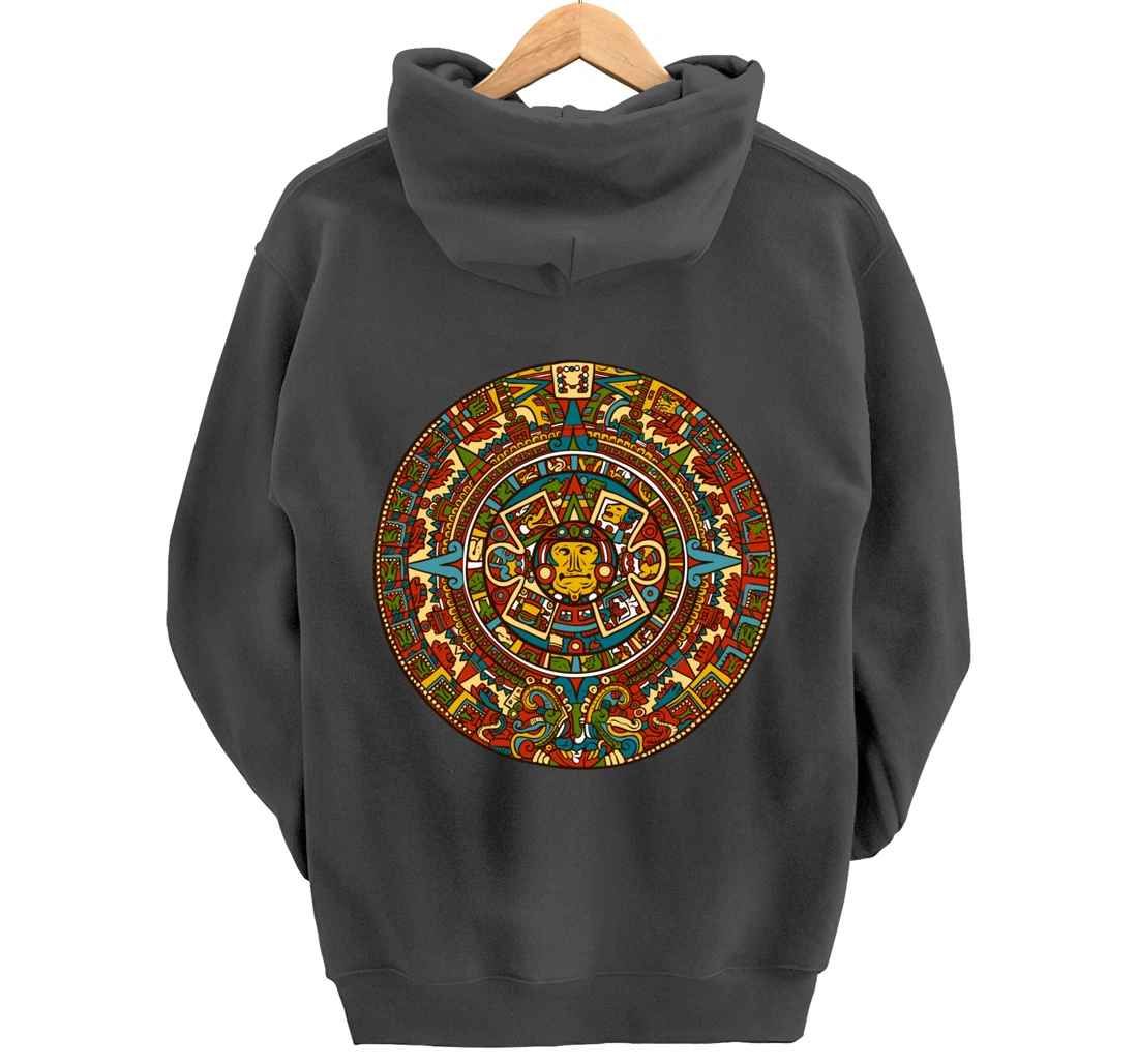 Aztec Mandala for Sun God Calendar Souvenir Mexico Aztec Pullover Hoodie